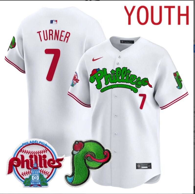Youth Philadelphia Phillies #7 Turner white Limited 2024 MLB Nike jersey->youth nfl jersey->Youth Jersey